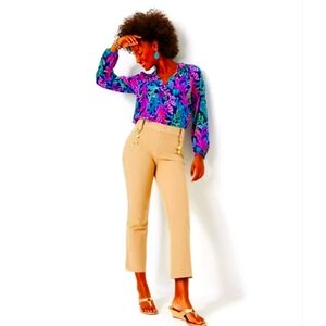 Lilly pulitzer Light Beige Cropped High-Waisted Fitted Pants